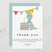 キュート恐竜ケーキ子供の誕生日ありがとう サンキューカード (正面/裏面)