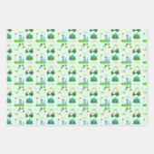 キュート恐竜ゴルフをテーマにしたキッズハッピーバースデー ラッピングペーパーシート (正面2)