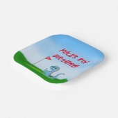 キュート恐竜ゴルフをテーマにした子供の誕生日ナプキンス ペーパープレート (傾斜あり)