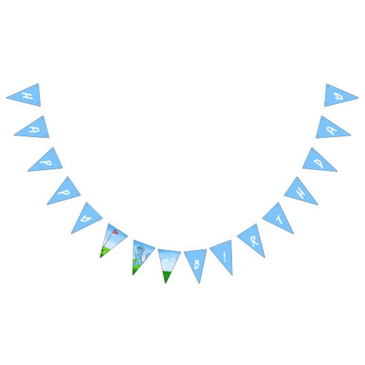 キュート恐竜ゴルフをテーマにした子供の誕生日 バンティングフラッグ (全)