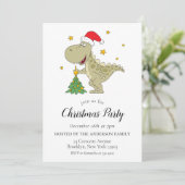 キュート恐竜サンタハットクリスマスパーティの招待状 招待状 (スタンド正面)