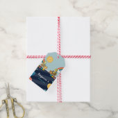 キュート恐竜ショベルトラクタのレインボー誕生日 ギフトタグ (より糸付き)