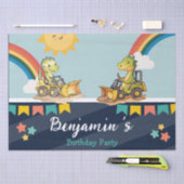 キュート恐竜ショベルトラクタのレインボー誕生日 薄葉紙 (クラフト)