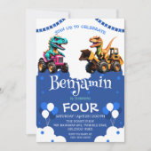 キュート恐竜ショベルトラクター誕生日 (正面)