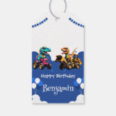 キュート恐竜ショベルトラクター誕生日 ギフトタグ (裏面)