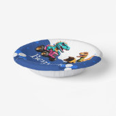 キュート恐竜ショベルトラクター誕生日 ペーパーボウル (傾斜あり)