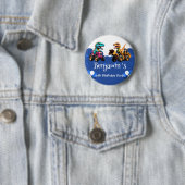 キュート恐竜ショベルトラクター誕生日 缶バッジ (インサイチュ)