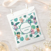 キュート恐竜ジャングルスクール子供の誕生日パーティーボー フェイバーバッグ (クリップ留めされた状態)