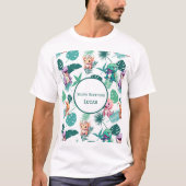 キュート恐竜ジャングルスクール子供の誕生日パーティーボー Tシャツ (正面)