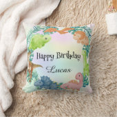 キュート恐竜ジャングルスクール子供の誕生日パーティー クッション (ブランケット)