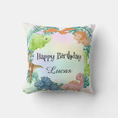 キュート恐竜ジャングルスクール子供の誕生日パーティー クッション (正面)