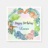 キュート恐竜ジャングルスクール子供の誕生日パーティー スタンダードカクテルナプキン (正面)