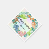 キュート恐竜ジャングルスクール子供の誕生日パーティー スタンダードカクテルナプキン (角)