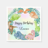 キュート恐竜ジャングルスクール子供の誕生日パーティー スタンダードカクテルナプキン (正面)