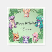 キュート恐竜ジャングルスクール子供の誕生日パーティー スタンダードカクテルナプキン (正面)