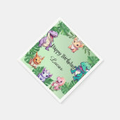 キュート恐竜ジャングルスクール子供の誕生日パーティー スタンダードカクテルナプキン (角)