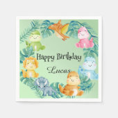 キュート恐竜ジャングルスクール子供の誕生日パーティー スタンダードカクテルナプキン (正面)