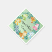 キュート恐竜ジャングルスクール子供の誕生日パーティー スタンダードカクテルナプキン (角)