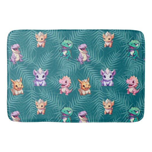 キュート恐竜ジャングルスクール子供の誕生日パーティー バスマット (正面)