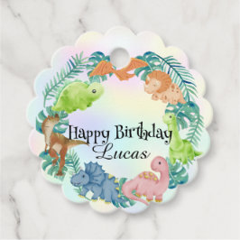 キュート恐竜ジャングルスクール子供の誕生日パーティー フェイバータグ