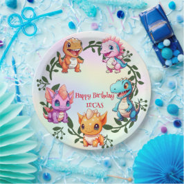 キュート恐竜ジャングルスクール子供の誕生日パーティー ペーパープレート