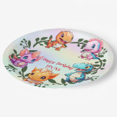 キュート恐竜ジャングルスクール子供の誕生日パーティー ペーパープレート (アングル)