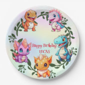 キュート恐竜ジャングルスクール子供の誕生日パーティー ペーパープレート (正面)