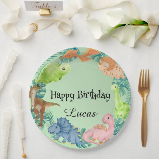 キュート恐竜ジャングルスクール子供の誕生日パーティー ペーパープレート (ウェディング)