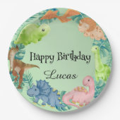 キュート恐竜ジャングルスクール子供の誕生日パーティー ペーパープレート (正面)