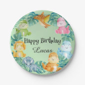 キュート恐竜ジャングルスクール子供の誕生日パーティー ペーパープレート (正面)