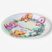 キュート恐竜ジャングルスクール子供の誕生日パーティー ペーパープレート (アングル)