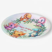 キュート恐竜ジャングルスクール子供の誕生日パーティー ペーパープレート (アングル)