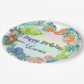 キュート恐竜ジャングルスクール子供の誕生日パーティー ペーパープレート (アングル)