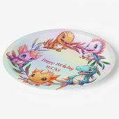 キュート恐竜ジャングルスクール子供の誕生日パーティー ペーパープレート (アングル)