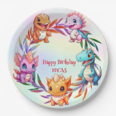 キュート恐竜ジャングルスクール子供の誕生日パーティー ペーパープレート (正面)