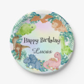 キュート恐竜ジャングルスクール子供の誕生日パーティー ペーパープレート (正面)