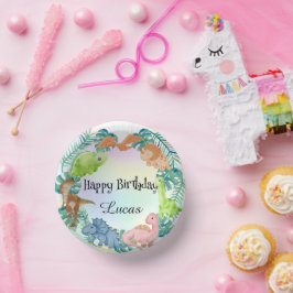 キュート恐竜ジャングルスクール子供の誕生日パーティー ペーパーボウル