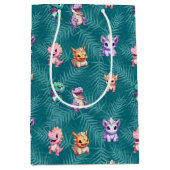 キュート恐竜ジャングルスクール子供の誕生日パーティー ミディアムペーパーバッグ (正面)