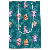 キュート恐竜ジャングルスクール子供の誕生日パーティー ミディアムペーパーバッグ (裏面)