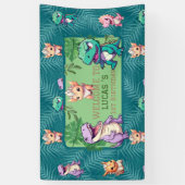 キュート恐竜ジャングルスクール子供の誕生日パーティー 横断幕 (縦)