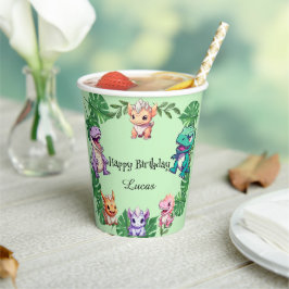 キュート恐竜ジャングルスクール子供の誕生日パーティー 紙コップ