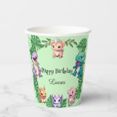 キュート恐竜ジャングルスクール子供の誕生日パーティー 紙コップ (正面)