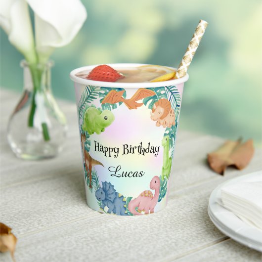 キュート恐竜ジャングルスクール子供の誕生日パーティー 紙コップ (インサイチュ)