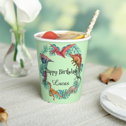 キュート恐竜ジャングルスクール子供の誕生日パーティー 紙コップ (インサイチュ)