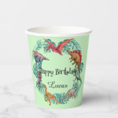 キュート恐竜ジャングルスクール子供の誕生日パーティー 紙コップ (正面)