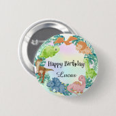 キュート恐竜ジャングルスクール子供の誕生日パーティー 缶バッジ (正面&裏面)