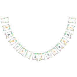 キュート恐竜ジャングルハッピーバースデーパーティー バンティングフラッグ