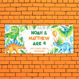 キュート恐竜ジョイント兄弟姉妹誕生日 横断幕