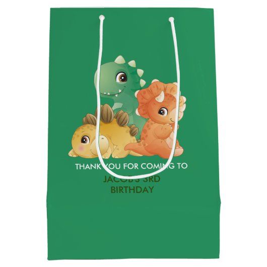 キュート恐竜テーマ誕生会 ミディアムペーパーバッグ (裏面)