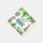 キュート恐竜テーマ1stバースデーボーイウォータースカラー スタンダードカクテルナプキン (角)